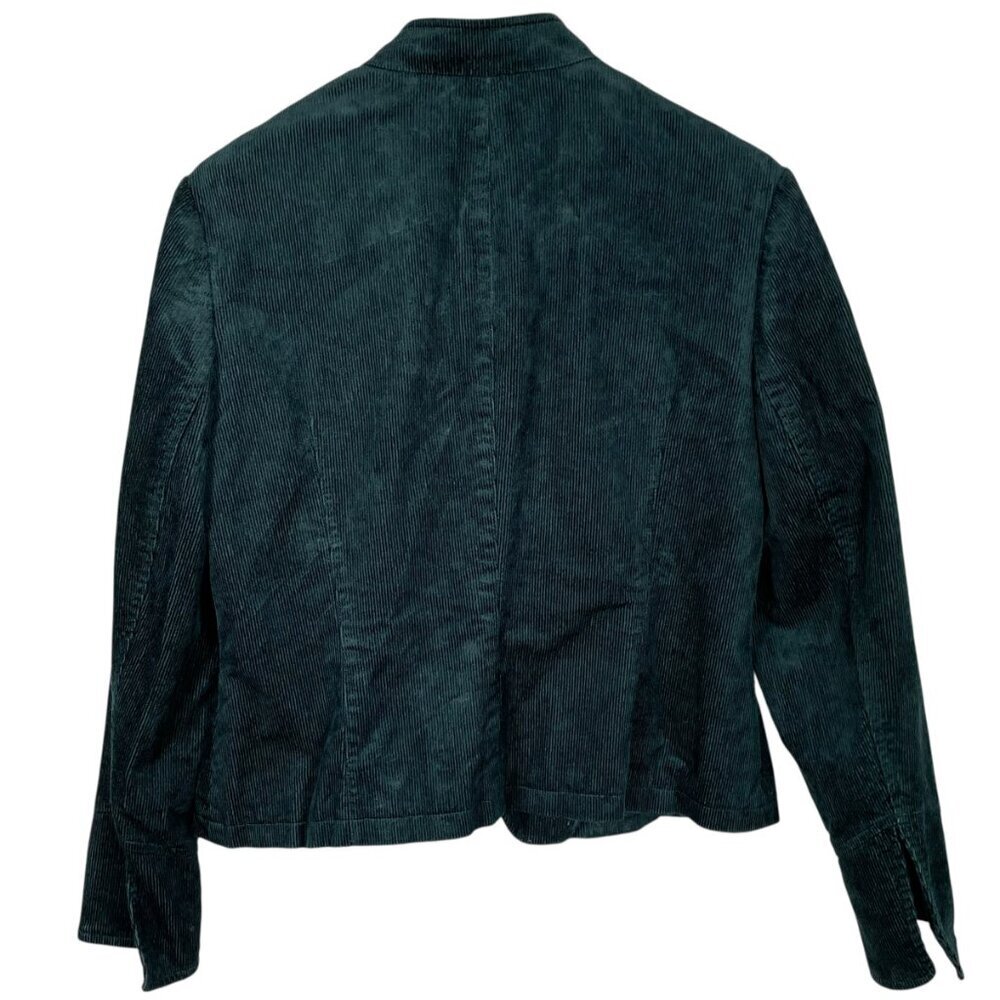 INC Petite Dark Green Corduroy Military Jacket Lined Cropped M - Picture 3 of 13